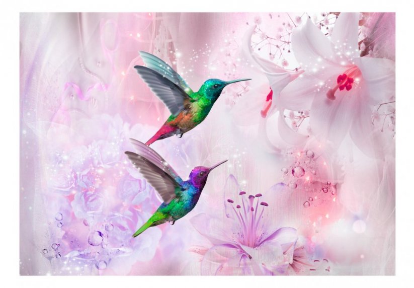 Samolepiaca fototapeta - Farebné kolibríky (fialové)