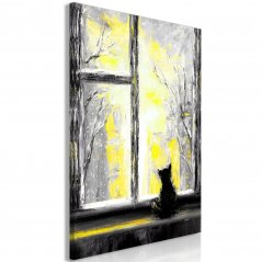 Obraz - Túžiaca mačka - žltá