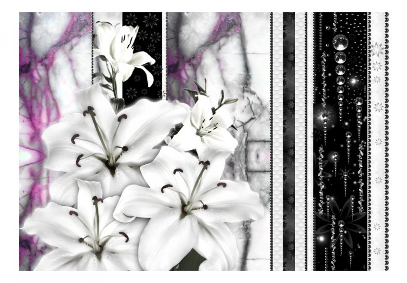 Fototapeta - Plačící lilie na fialovém mramoru