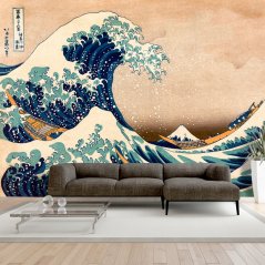 Samolepiaca fototapeta - Hokusai: Veľká vlna za Kanagawou (reprodukcia)