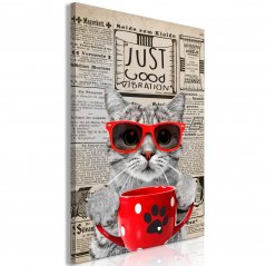 Obraz - Kočka s kávou