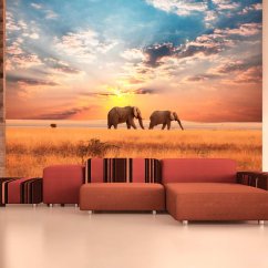Fototapeta - Africkí slony v savane