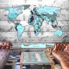 Samolepiaca fototapeta - Mapa sveta: Modré kontinenty