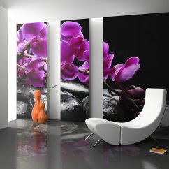 Fototapeta - Relaxačné chvíle: orchidey a kamene