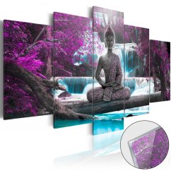 Obraz na akrylátovém skle - Vodopád a Buddha