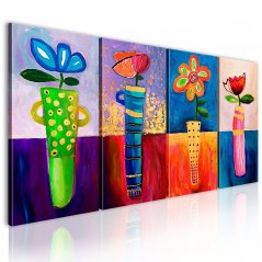 Ručne maľovaný obraz - Dúhové kvety
