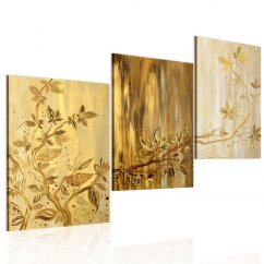 Ručne maľovaný obraz - Zlaté listy
