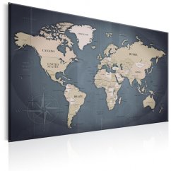Obraz - Mapa sveta: odtiene sivej