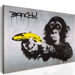 Obraz - Zastavte, inak opica vystrelí! (Banksy)