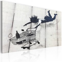 Obraz - Padajúca žena s vozíkom v supermarkete (Banksy)