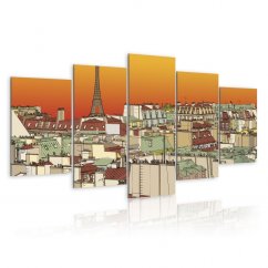 Obraz - Pařížská obloha v oranžové barvě